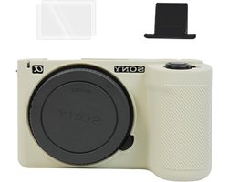 Beschermende Silicone Camera Case voor Sony Alpha ZV-E10 II met Screen Protector en Hot Shoe Accessoires - Beige
