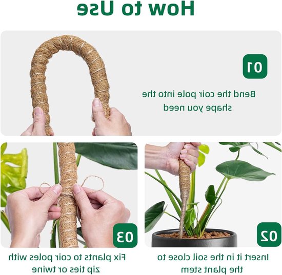Vouwbare kokosvezel plantsteun voor klimop, monstera en andere kamerplanten - 120 cm hoog — afbeelding 3