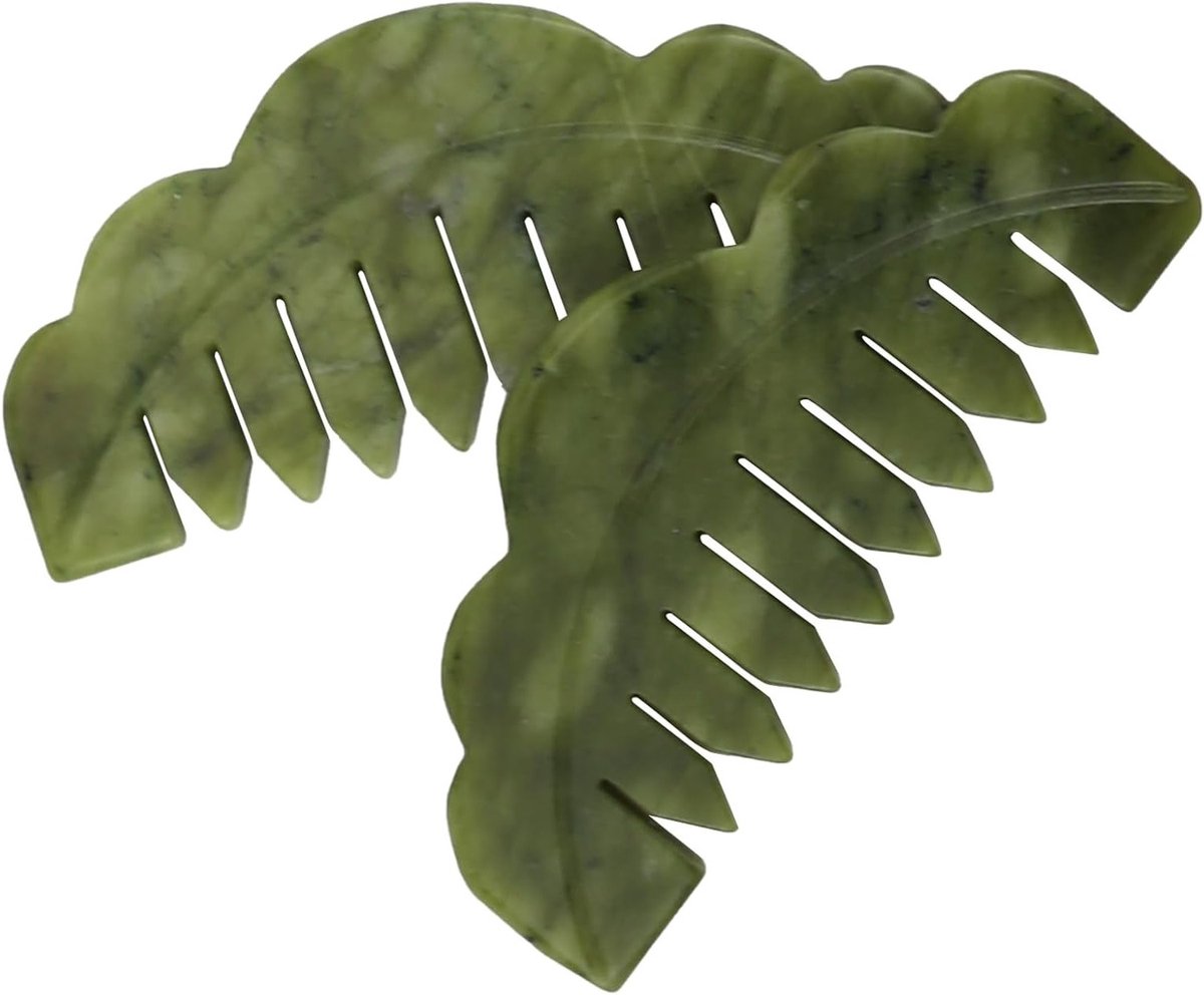 Set van 2 Jade Massage Kammen voor Scalp Massage en Gua Sha Behandelingen - Ontspannende Massage Tool voor Hoofd, Gezicht en Lichaam