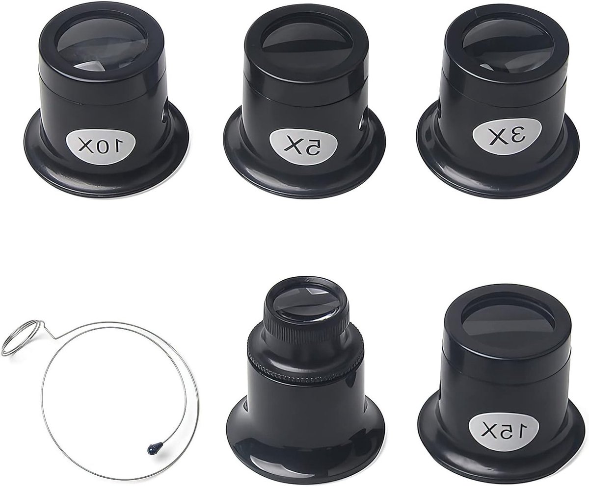 Vergrootglas 3x, 5x, 10x, 15x, 20x voor horlogemakers en juweliers - Perfect voor reparatie, diamanten en munten
