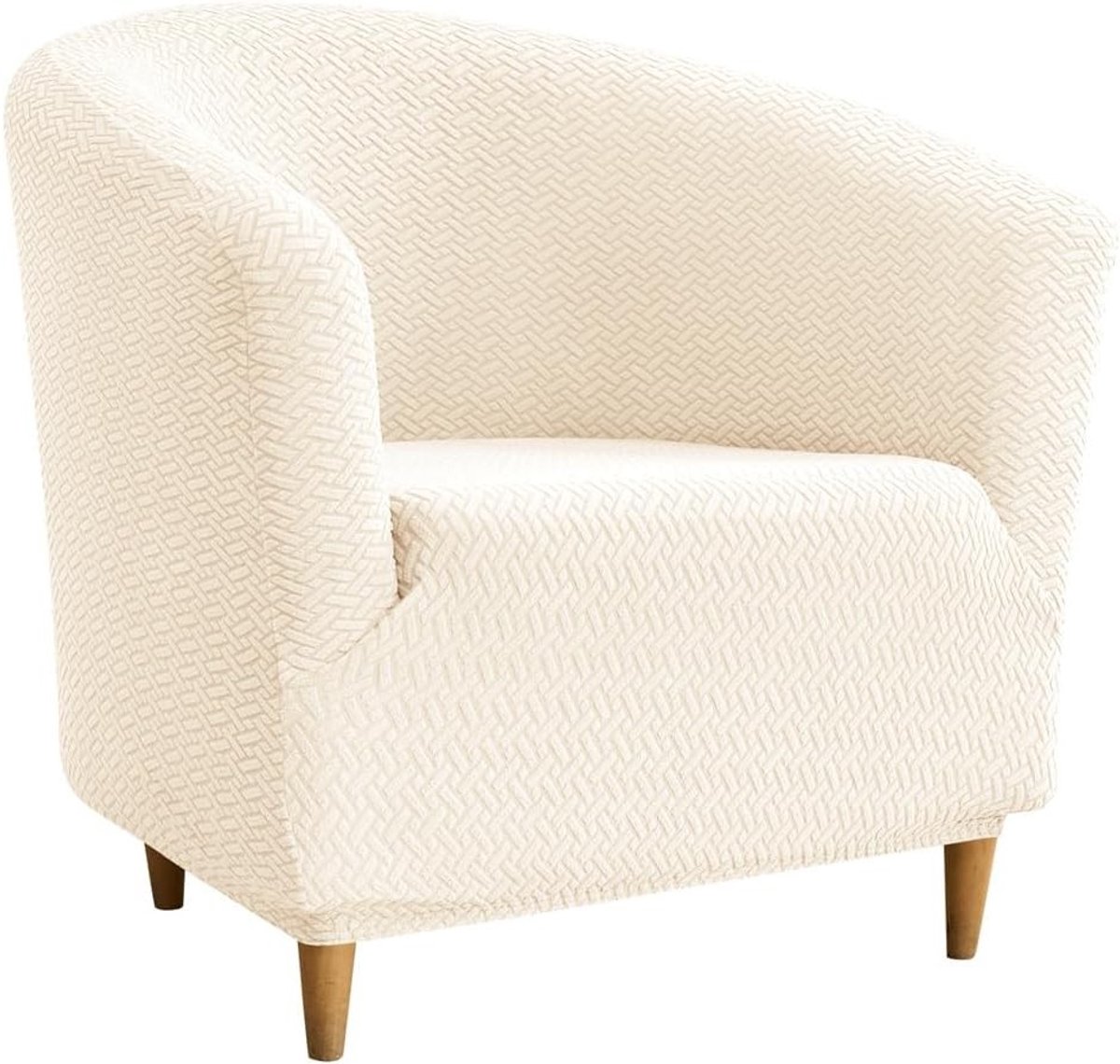 Elegante Jacquard Polyester Stoelhoezen voor Tubstoelen - Rekbare, Zachte en Wasbare Armstoelhoezen in Off-Wit voor Clubstoelen