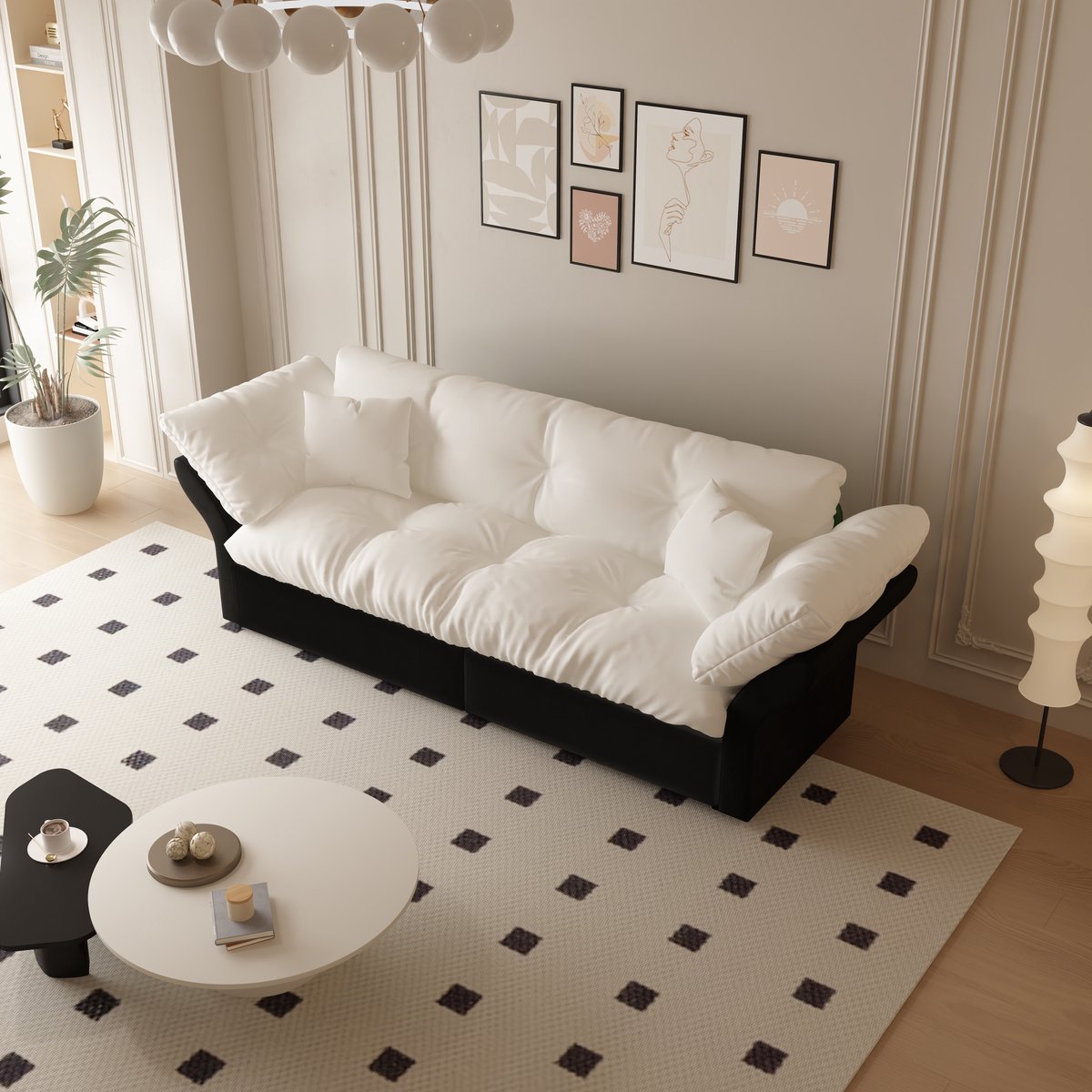 REDOM Slaapbank - 3-In-1 Uitschuifbaar - Modern - Voor Woonkamer Of Slaapkamer - Velours - Beige - 190 x 85 x 91 cm