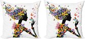 ABAKUHAUS Steampunk Sierkussenhoes Set van 2, Abstracte Fraktal-Kunst, Modern Accent Dubbelzijdige Digitale Print, 50x50, Meerkleurig