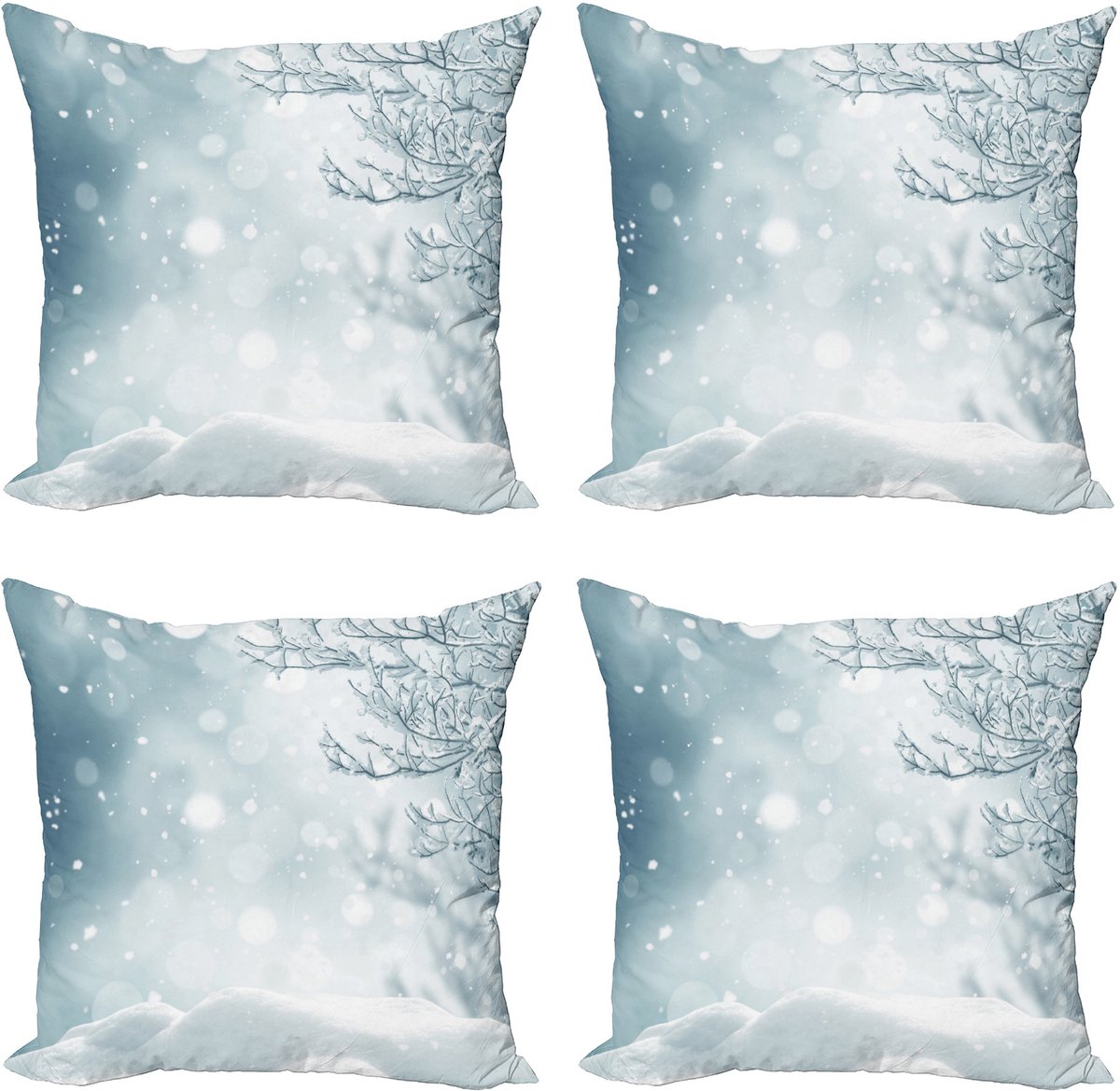 ABAKUHAUS Winterse decoratieve kussenslopen, set van 4, kerstsneeuw, moderne accenten, dubbelzijdige digitale print, 40 x 40 cm, leisteenblauw wit Slate Blauw Wit