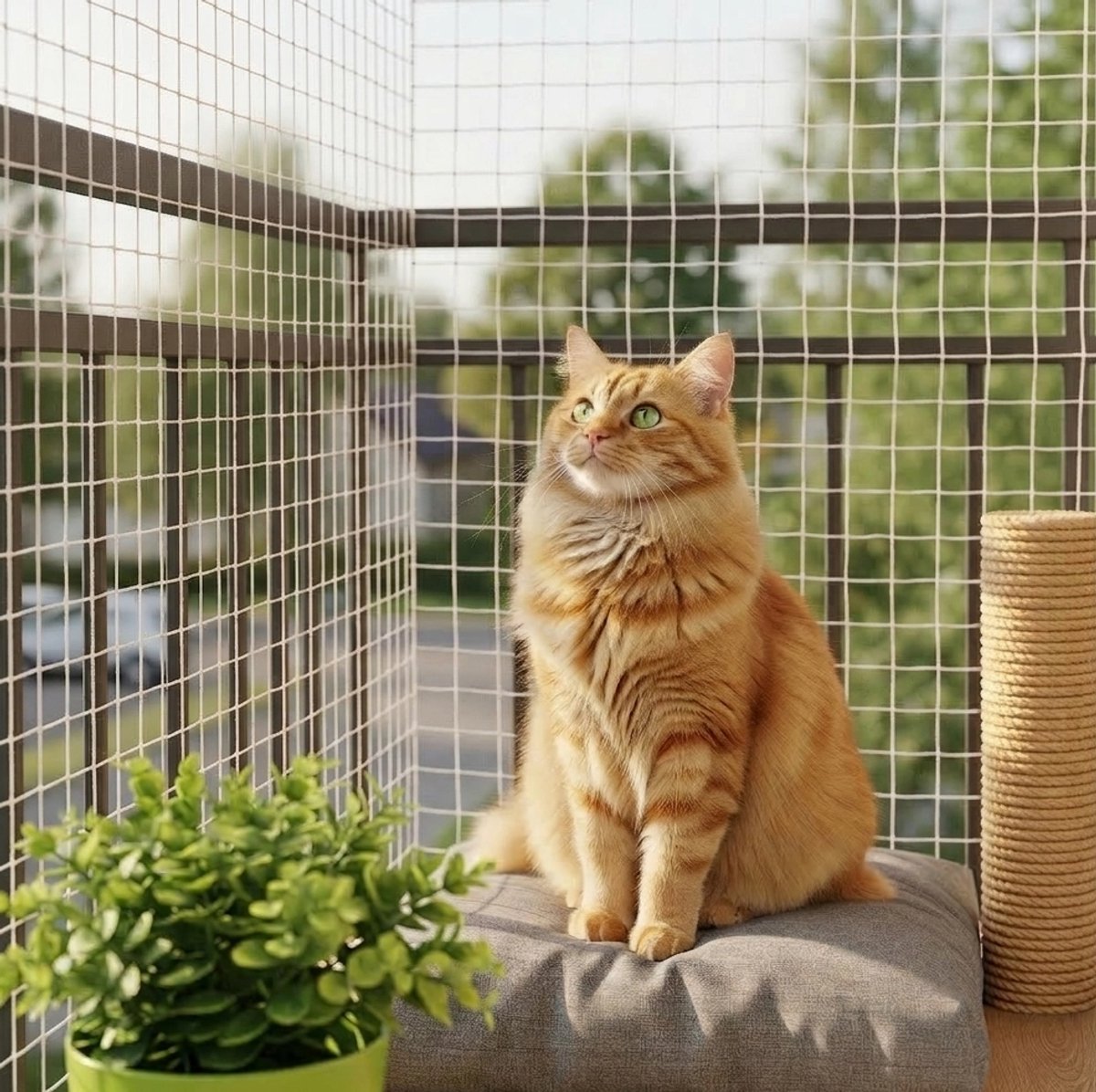 Kattennet - 4 x 3m - Zware uitvoering - Veiligheidsnet voor Tuin & Balkon - Nettenshop - Weerbestendig - Polyethyleen - Wit