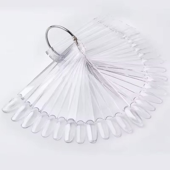 Éventail d'échantillons de vernis à ongles - Éventail d'ongles avec 50 ongles - Anneau d'ongles - 2 pièces - Échantillon de vernis à ongles - Échantillon de vernis gel - Anneau avec 50 bâtonnets d'ongles - Styliste ongulaire - Transparent - De CHPN