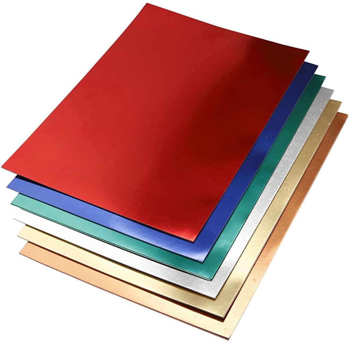 Metallic Foliekarton, A2, vel 420x594 mm, 280 gr, diverse kleuren, 30 div vellen/ 1 doos