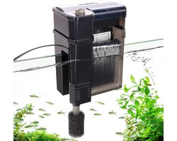Hang On Aquarium Filter 580 l/h, 7 W, Ultra Stille Waterfilter met Dubbele Filterkamer, Verstelbare Waterstroom voor 75-185 Liter Tanks
