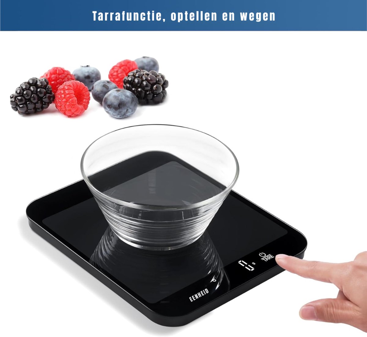 YOR® Keukenweegschaal digitaal met kom - Keukenweegschaal - Keukenweegschaal digitaal - Zwart - 22cm x 18cm x 3cm