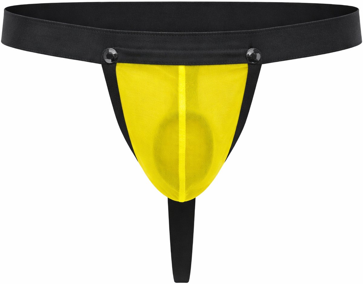 MODUS VIVENDI C-Ring Pleasure Thong Yellow - MAAT L - Erotisch Heren Ondergoed - String voor Man - Sexy mannen String