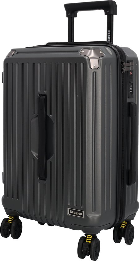 Beagles Leon Koffer 20 Inch - Handbagage - TSA Slot - Vier Wielen - Ritssluiting - Trekstang - Reiskoffer - Travel - Reizen - Grijs