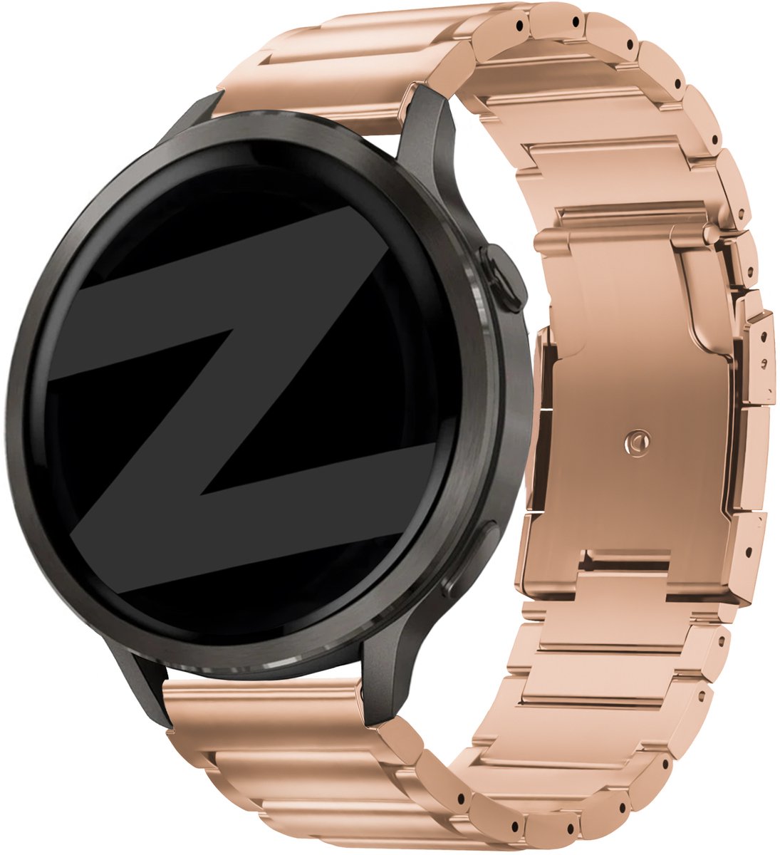 Bandz Titanium 'Link' band geschikt voor Garmin Vivoactive 4S / Garmin Vivomove 3S / Garmin Venu 4 (41mm) / Garmin Venu 3S / Garmin Venu 2S / Garmin Forerunner 265S / Garmin Forerunner 255S – Roségoud