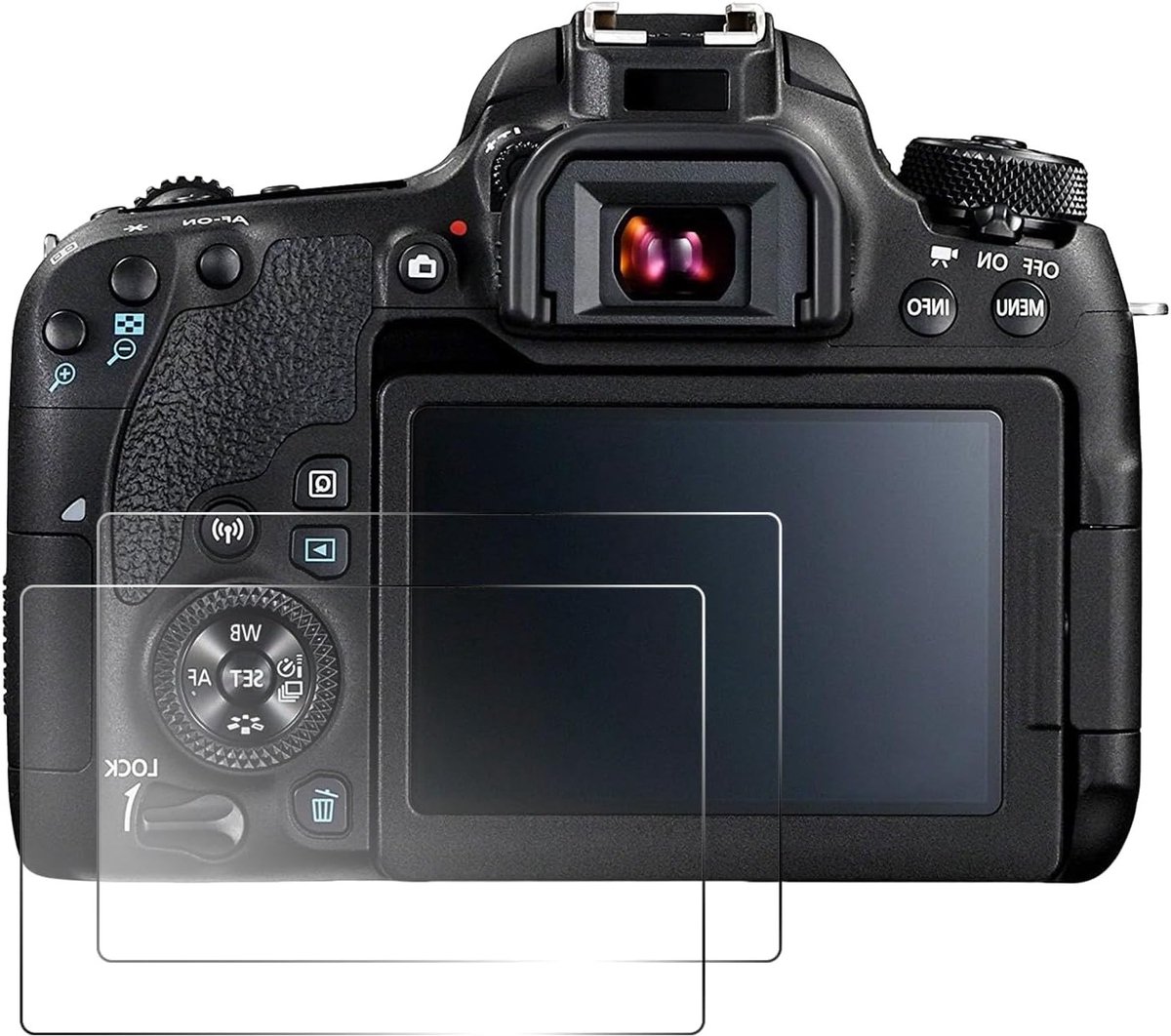 Schermbeschermer voor Canon EOS 77D Camera - 2 stuks, 0,26 mm gehard glas, krasbestendig, vingerafdrukvrij, ideaal voor fotografie en dagelijks gebruik