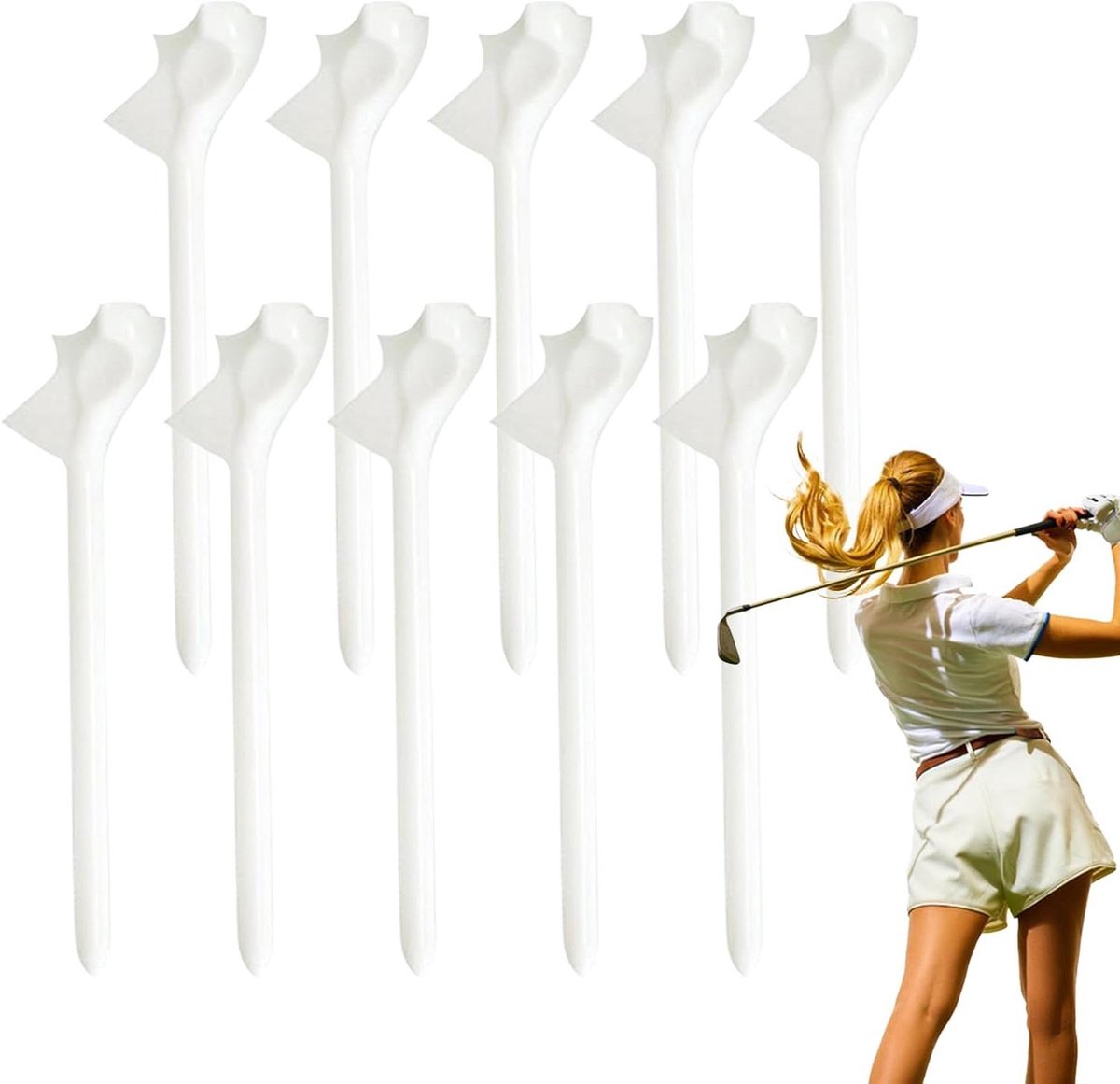 Golf Tees - Golf Accessoires - Slagen Verbeteren - Lage Wrijving - 10 stuks 8 cm - Wit