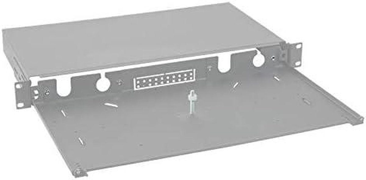 Glasvezel Behuizing - Patchkast Schuif - Netwerk Installatie - 19 Inch 1U - Leeg Zonder Plaat - Lichtgrijs