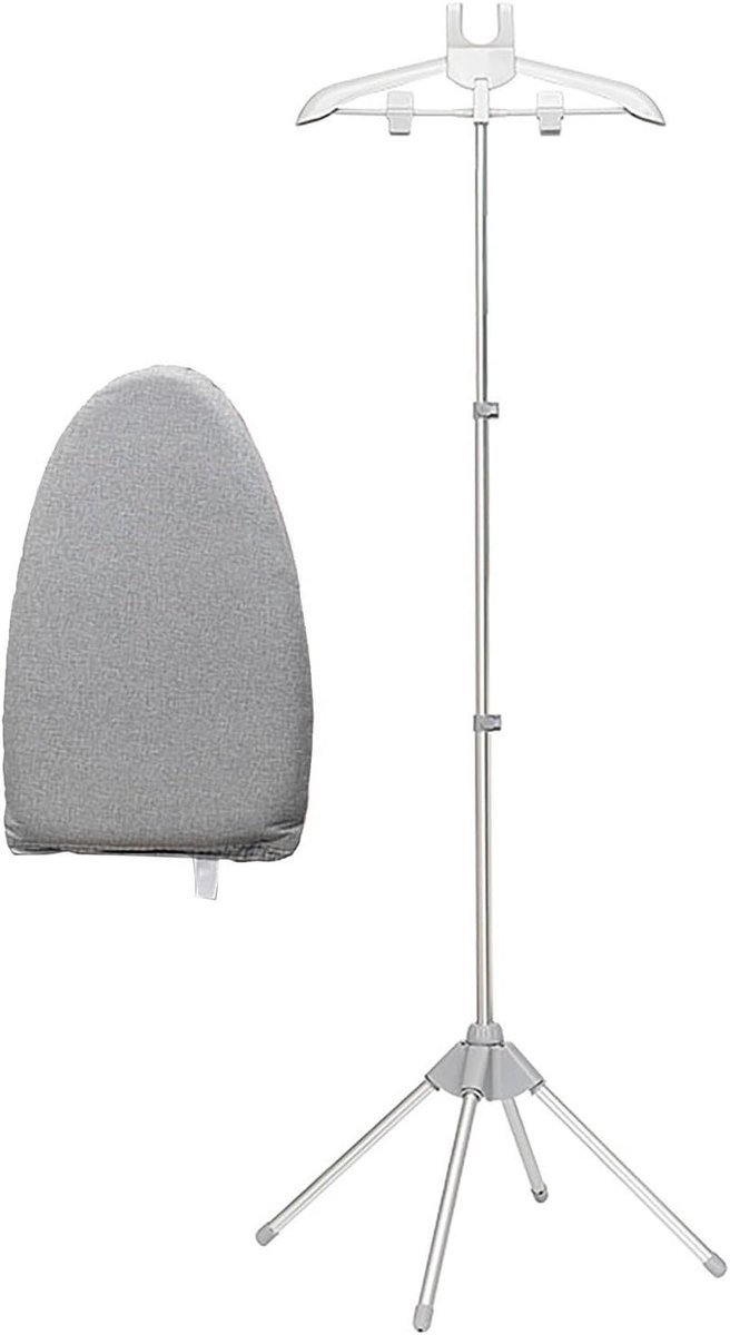 Kledingstomerstandaard, kledingstomerrek, draagbare stoomboothouder, verstelbare hoogte 150 cm, draagbaar opvouwbaar ontwerp met clips voor broeken, rokken, thuisgebruik