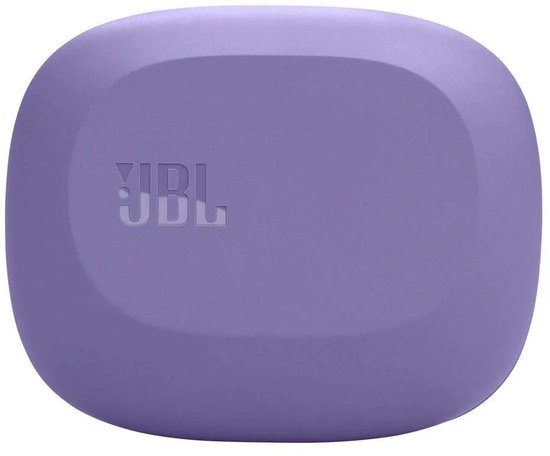 Gesloten paarse oplaadcase voor JBL Sense Lite oordopjes.
