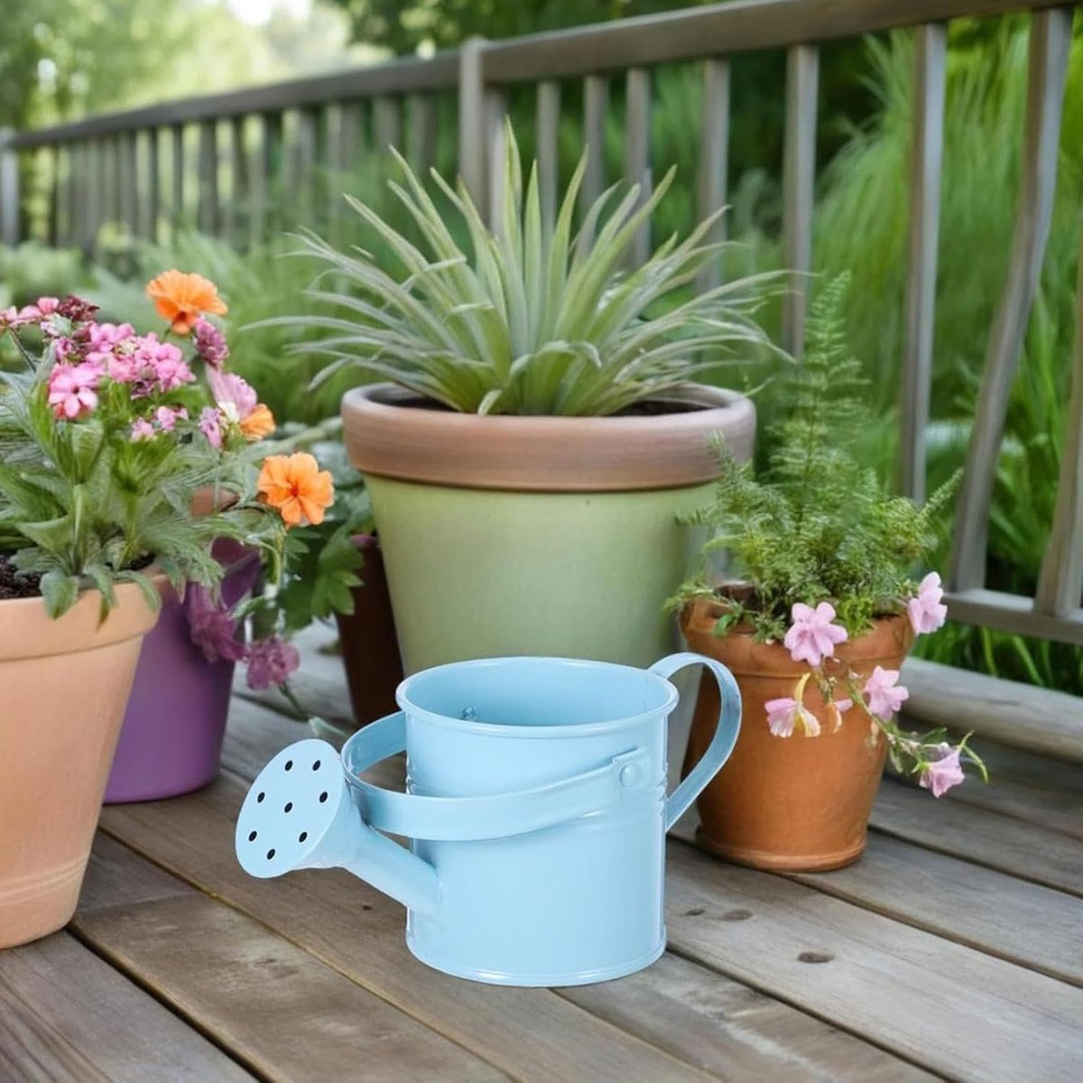 Gieter Verzinkt IJzer - Decoratieve Waterkan - Planten Water Geven - Roestvrij Ontwerp - 6x20x6 cm - Blauw