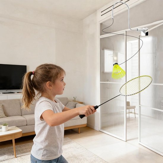 Badminton Trainer - Oefenapparaat - Individueel Trainen - Verstelbare Klem - 80 cm Armlengte - Zwart — afbeelding 4