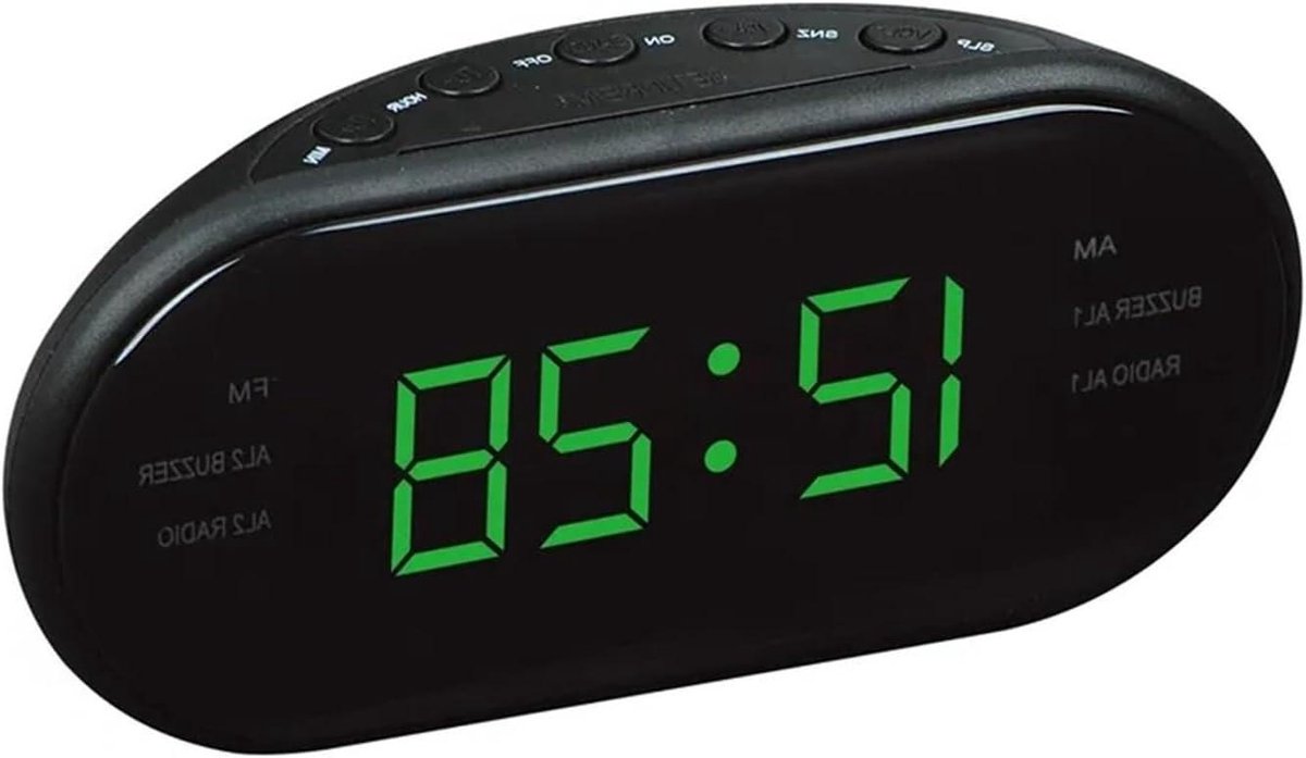 Digitale Wekker - Wekkerradio Slaapkamer - Wakker Worden - Dubbele Alarmfunctie - 10 mm - Groen