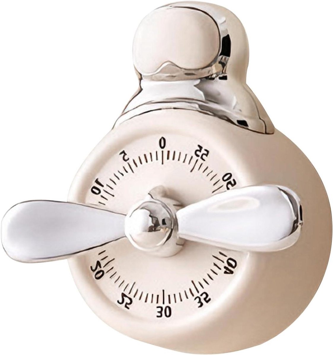 Keukentimer Mechanisch - Aftelklok Oven - Koken Bakken - Luid Alarm - 7 x 11 x 7 cm - Beige