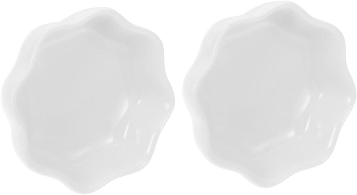 Voerbak Set - Voer en water - Kleine dieren - Keramisch materiaal - 7x7x2.2cm - Wit