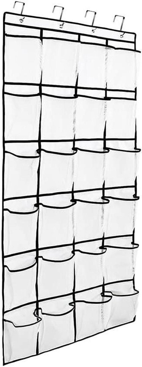 Deur Organizer - Opberger - Ruimte Besparen - 24 Mesh Vakken - 55x150cm - Wit Zwart