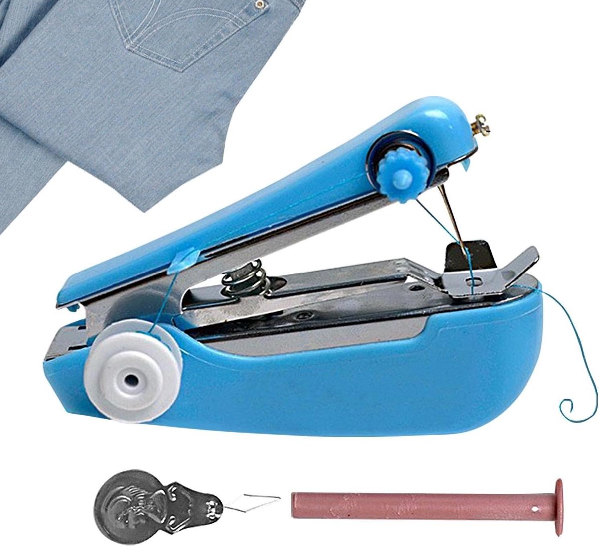 Kleine naaimachine - Hand naaimachine - Kleding repareren - Compact en lichtgewicht - 5.2 x 7.2 x 5.2 cm - Blauw