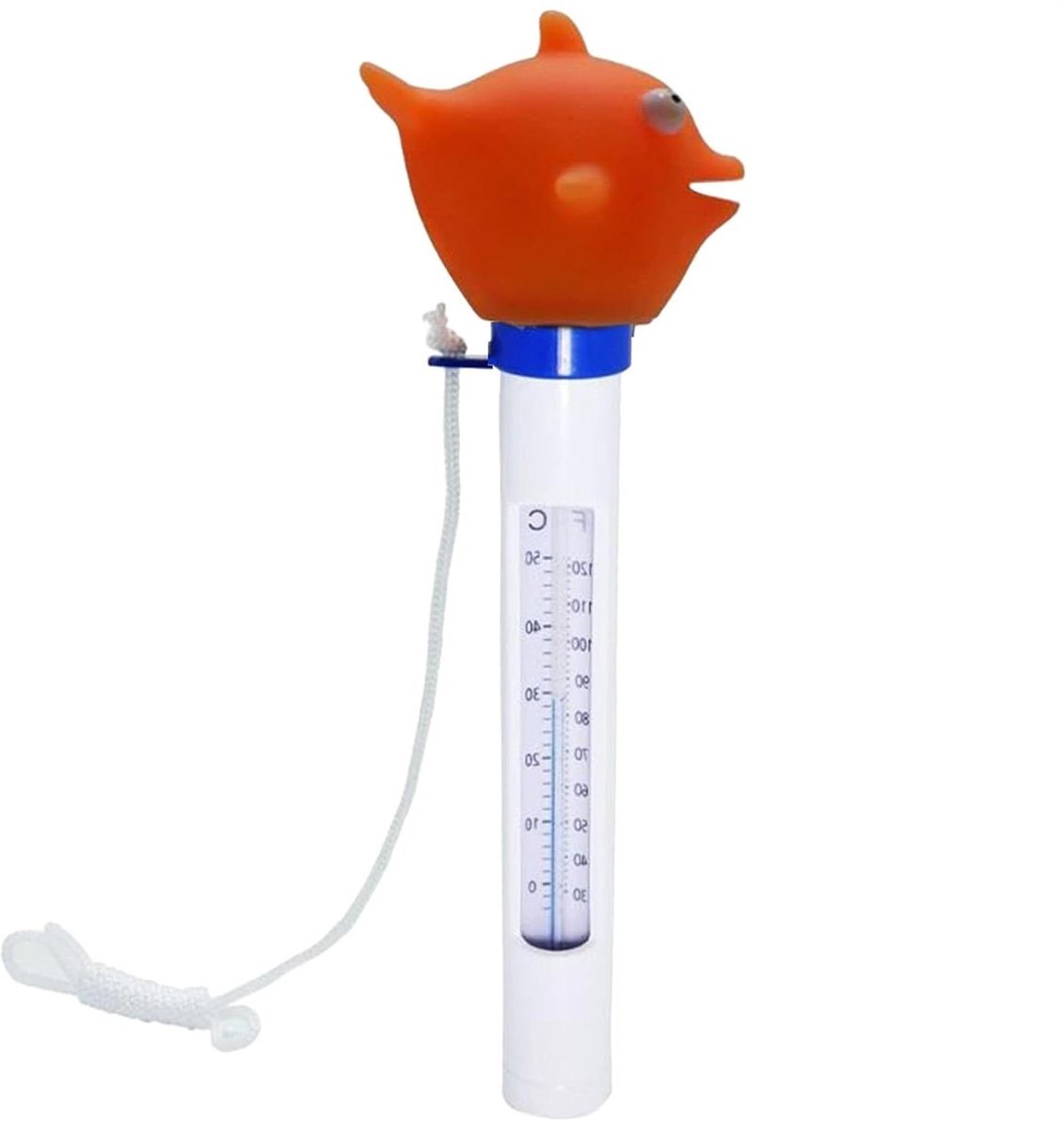 Watertemperatuurmeter - Waterthermometer Zwembad - Zwembad Temperatuur Meten - Drijvend Ontwerp Met Koord - 20 Centimeter - Oranje