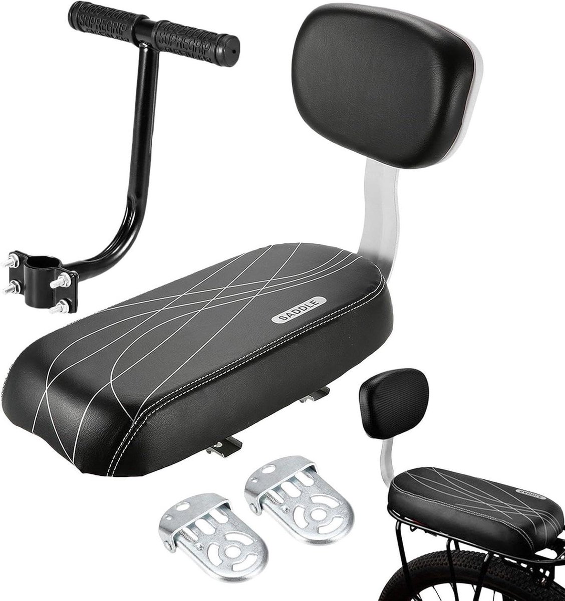 Kinder fietsstoel - Fietszadel achter - Veilig vervoeren - Comfortabel en stevig - 37 cm breed - Zwart