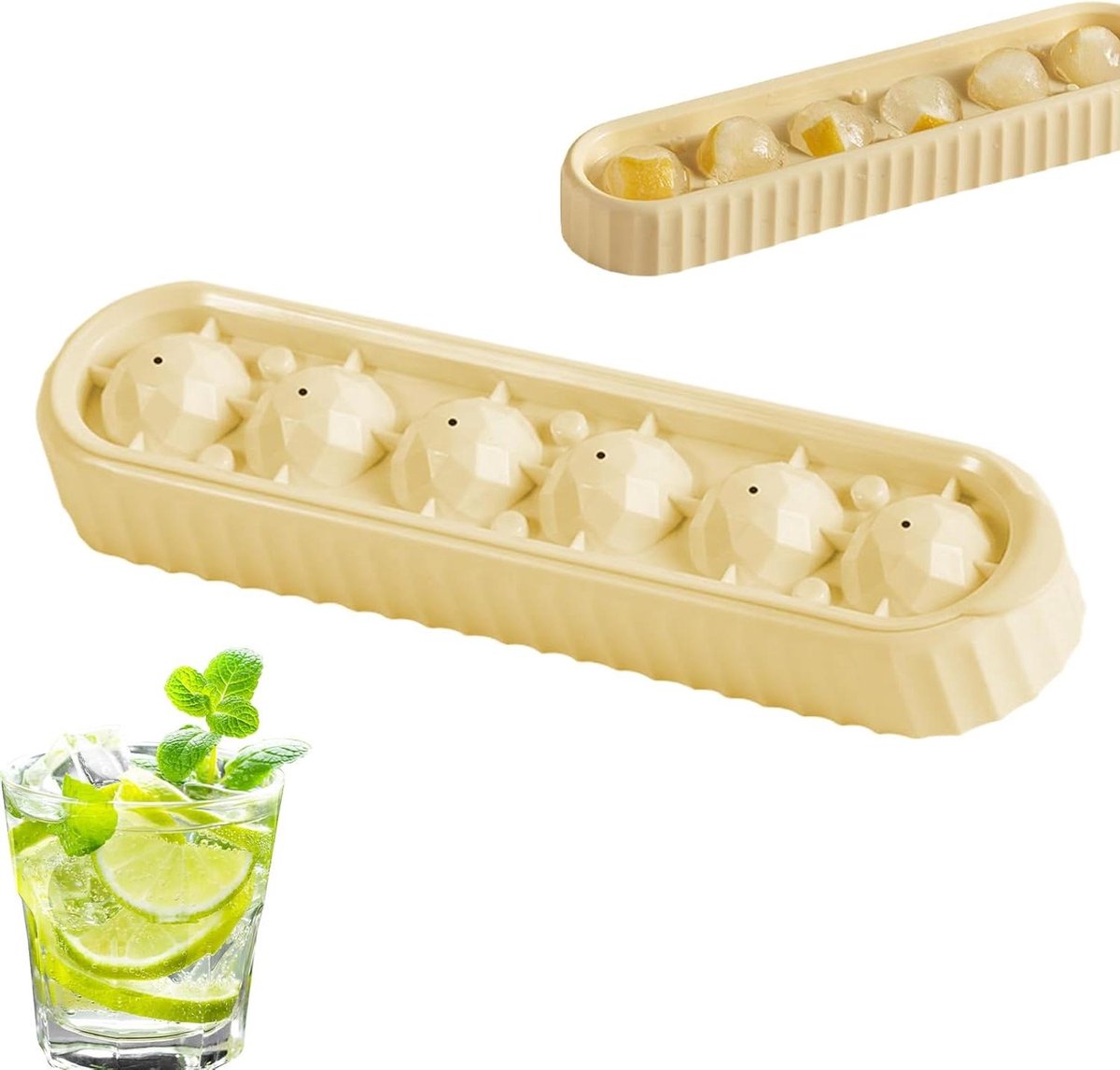 IJsbal Maker - IJsklontjes Mallen - Dranken Koelen - Ruitvormig Design - 23 x 6 x 4 cm - Geel