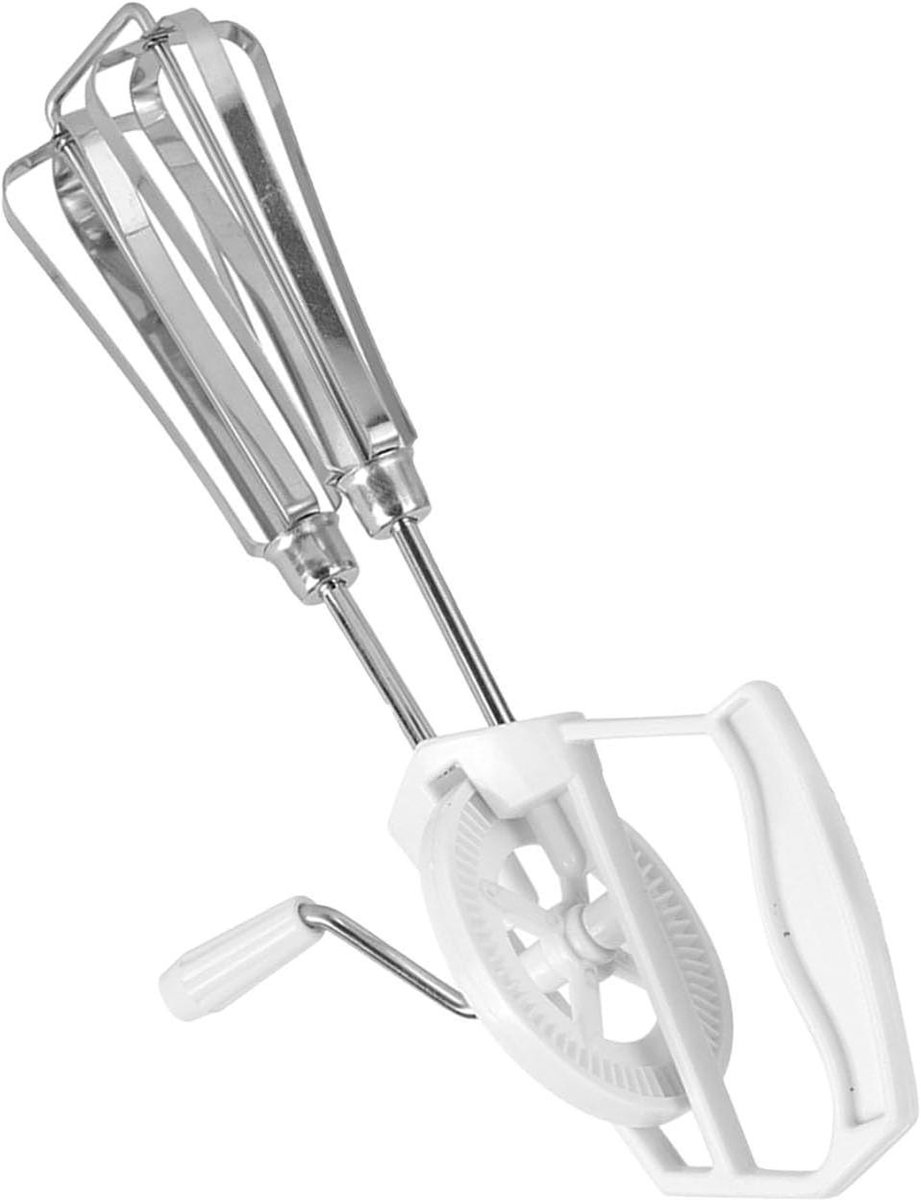 Handmatige Eiermixer Keukengereedschap Klopper Snel Ingrediënten Mengen Dubbele Wiel Ontwerp 25.5 cm Lengte Zilver