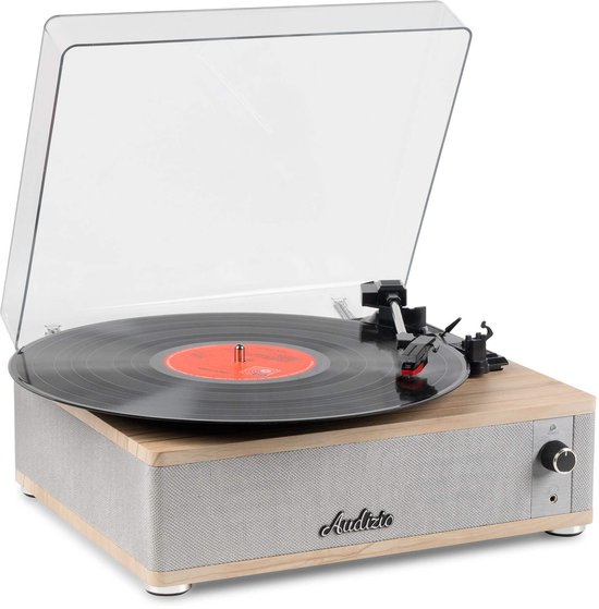Platenspeler - Audizio Irvine - LP speler - Platenspeler Bluetooth - Voor alle plaatformaten - Licht hout
