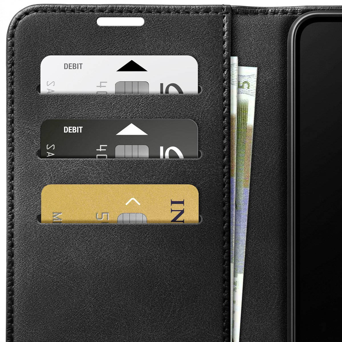 Zanae, Étui Portefeuille pour Geschikt voor Apple iPhone 17 Pro Édition Columbia avec Fonction Support, Zwart