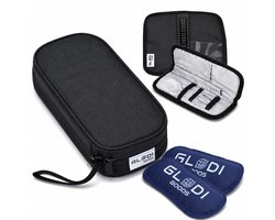 GLODI GOODS® Insuline koeltas incl. 2 icepacks en thermometer – diabetes tas medische etui – koeltasje voor op reis - waterafstotend 20 x 8 x 5cm