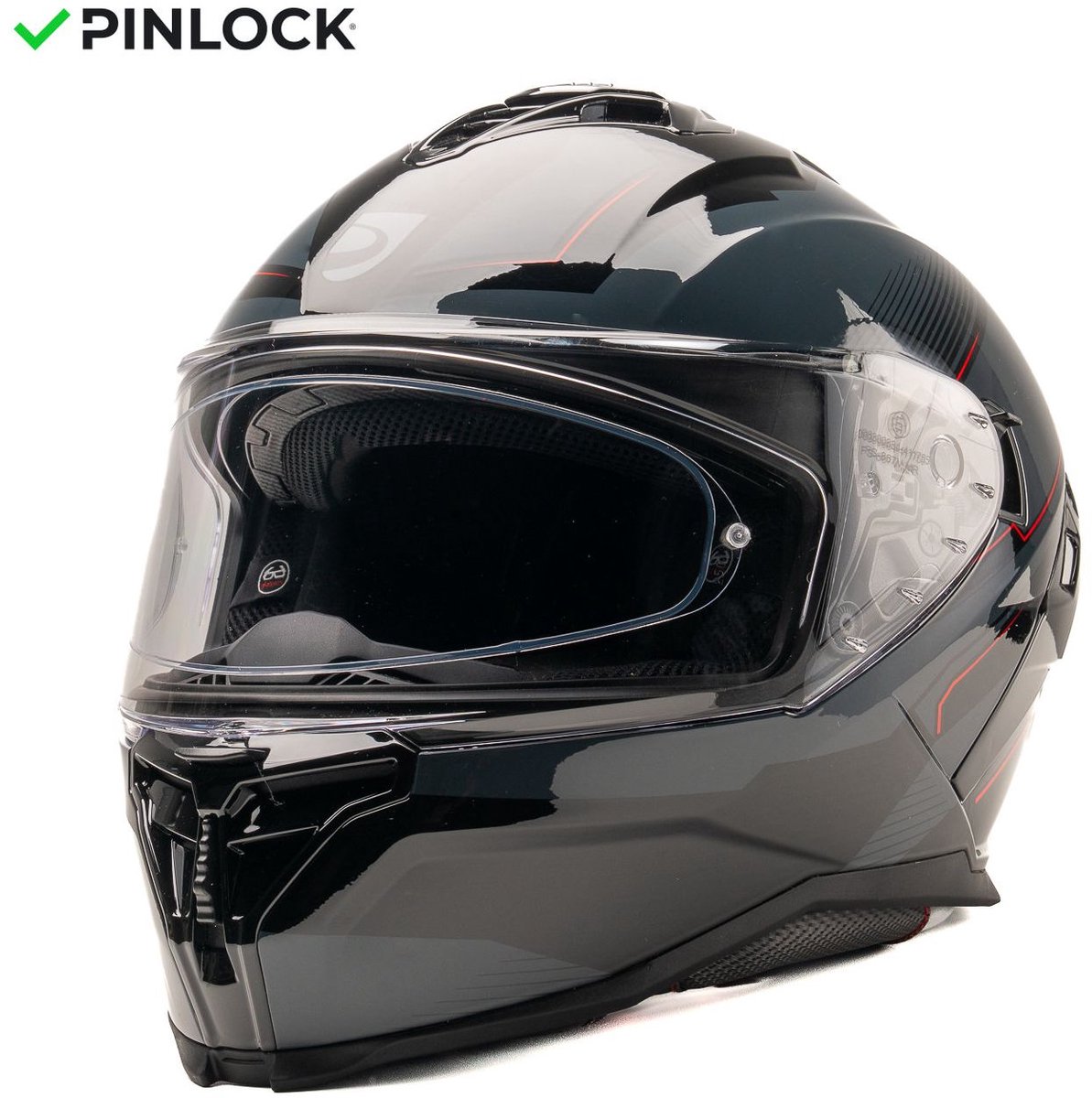 MOTOBLOUZ HYPERION TECH Integraalhelm - ECE 22.06 gekeurde Helm Scooter, Motor & Brommer - Heren & Dames - Zwart/Grijs/Rood - L