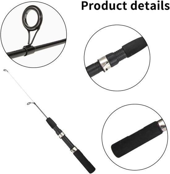 Ijshengel - Telescopische hengel - IJsvissen - Koolstofvezel constructie - 50 cm - Zwart — afbeelding 4
