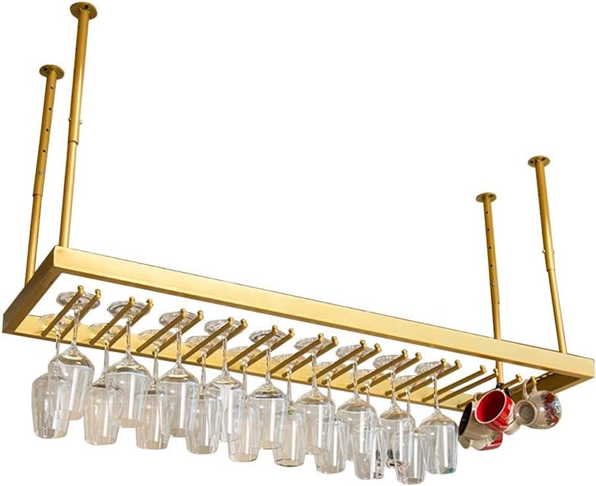 Wijnrek - Glazenhouder - Wijn opslag - Verstelbare hoogte - Tot 150cm lengte - Zilver