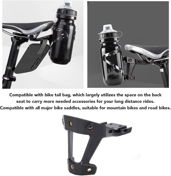 Bidonhouder Adapter - Zadel Montage - Fietsen Onderweg - Dubbele Fles Optie - 11 x 9 x 9 cm - Zwart — afbeelding 3