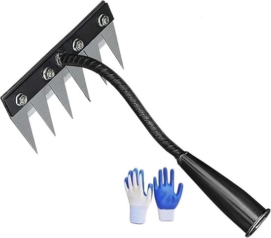 Wiedhark - Onkruidsteker Tuin - Bodem Losmaken - 5 Tanden Koolstofstaal - 460 Gram - Zwart — afbeelding 4