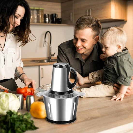 Elektrische groentesnijder - Keukenmachine hakmolen - Snel ingrediënten bereiden - Compacte stapelbare functie - 19 x 19 x 19 cm — afbeelding 3
