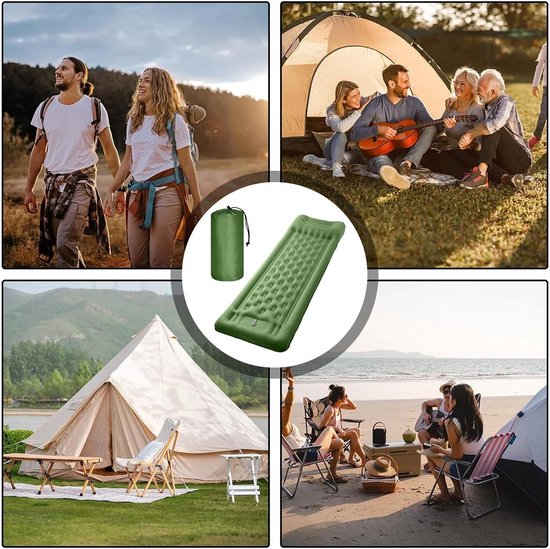 Slaapmat Kamperen - Opblaasbaar Matras - Outdoor Avontuur - Ingebouwde Voetpomp - 43 Inch Dik - Olijfgroen — afbeelding 5