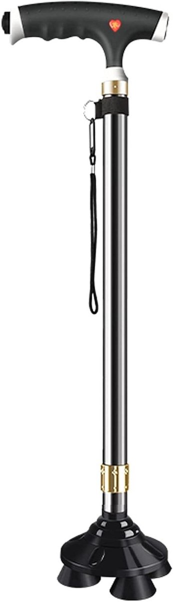Vouwbare Wandelstok - Loopstok Hulpmiddel - Stabiliteit Bewegen - Met LED Verlichting - 615-96 cm - Zwart