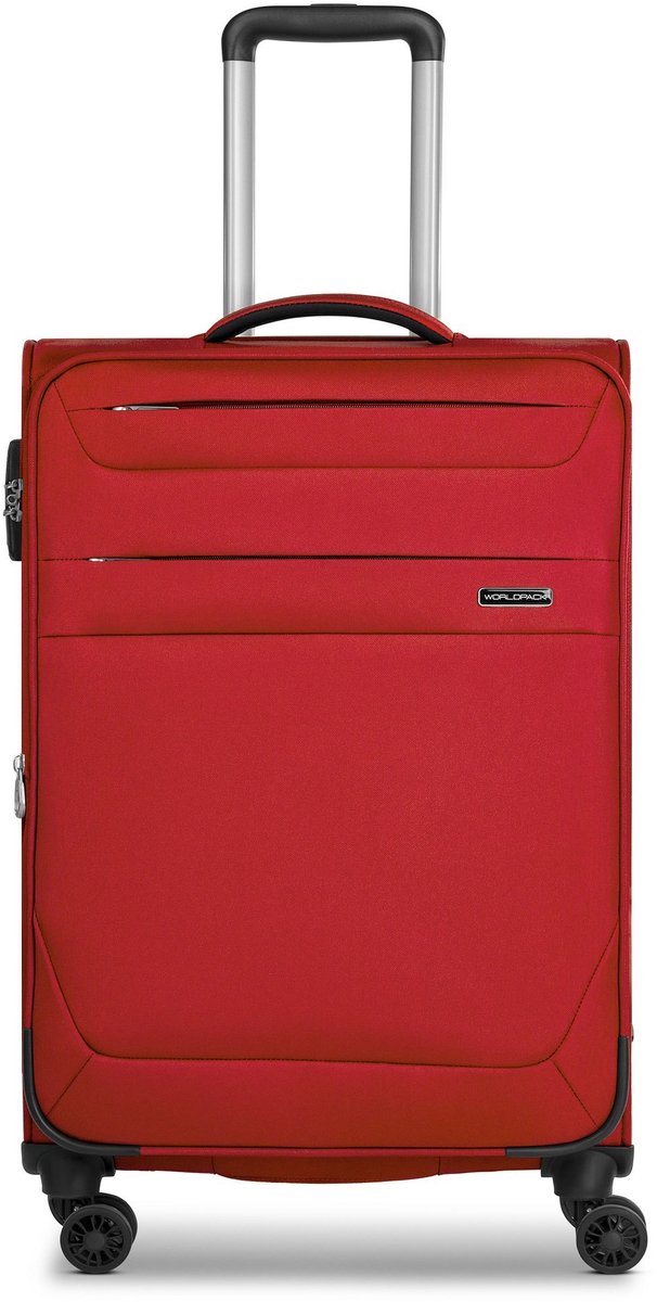 Worldpack Chicago 4 wielen Trolley M 67 cm met uitbreidingsplooi - Zachte bagage - TSA slot - dark-red