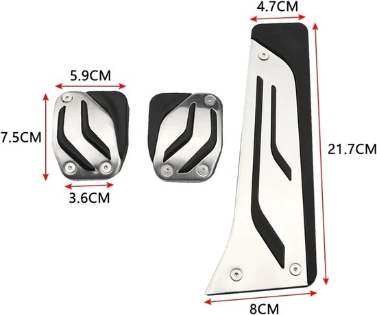 Pedaalhoezen Set - Auto Pedaal Covers - Verbeterde Grip - Roestvrij Staal - LHD Model - Metaal — afbeelding 3