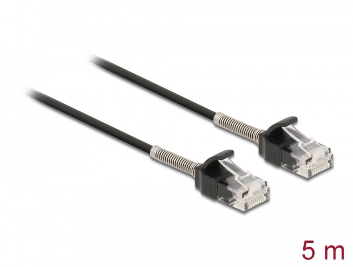 Kabel RJ45 -plug op RJ45 -plug met Bend Protection Cat.6A 5 M Zwart
