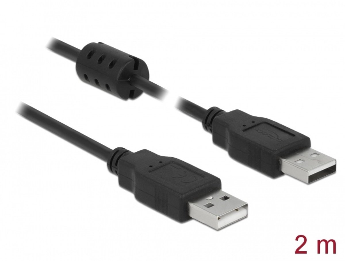 USB kabel USB 2.0 Type-A mannelijk naar USB 2.0 Type-A mannelijk 2.0 m zwart