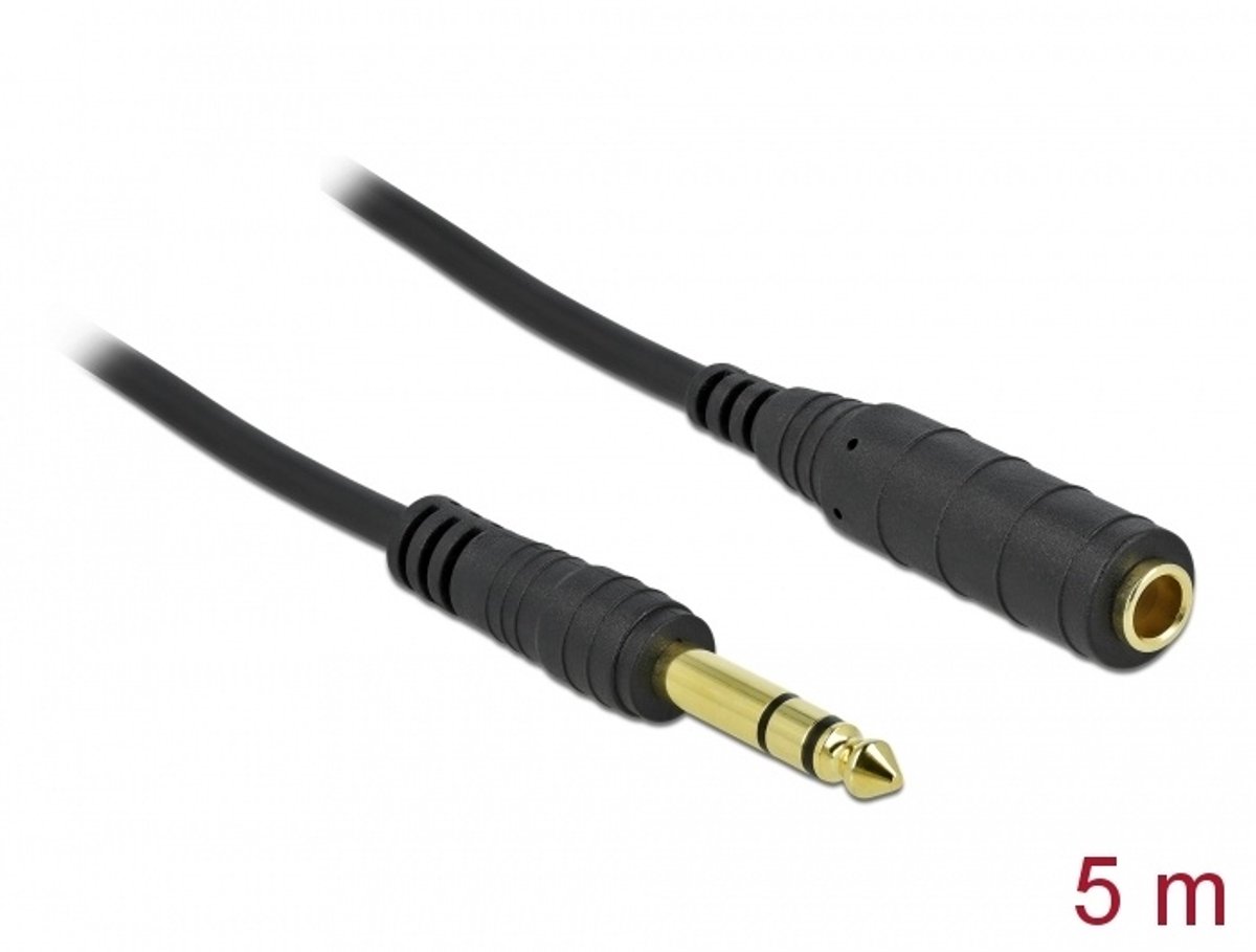 Stereo Jack Extension Cable 6,35 mm 3 pin mannelijk tot vrouw 5 m zwart