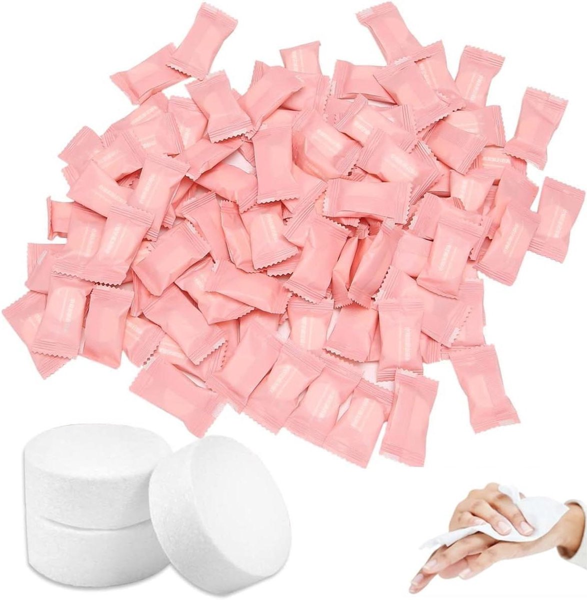 Gecomprimeerde handdoeken - Wegwerp doekjes - Reizen en outdoor - Hoge waterabsorptie - 100 stuks - Wit