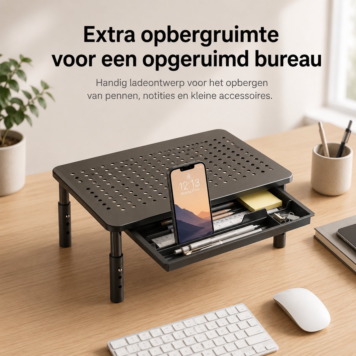Sounix Monitor Standaard Verstelbaar - Voor Monitor tot 32"/20kg - Monitorverhoger voor Computer Beeldscherm of Printer - Zwart — afbeelding 7